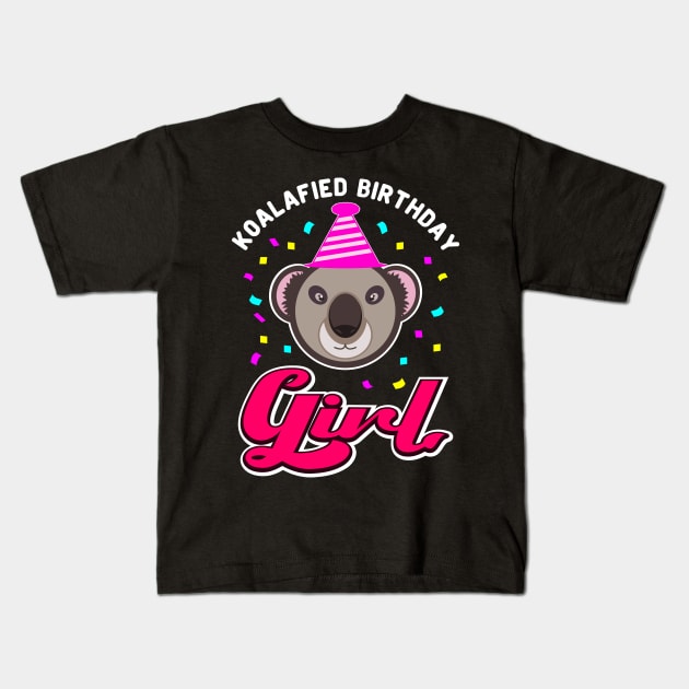 Koala Bear Koalafied Birthday Girl Retro Party Kids T-Shirt by JaussZ